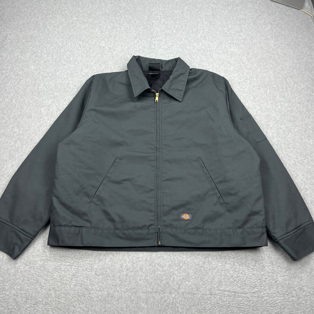 Dickies Eisenhower Jacket Mens XXL Charcoal Quilt Lined Workwear Full Zip Bomber